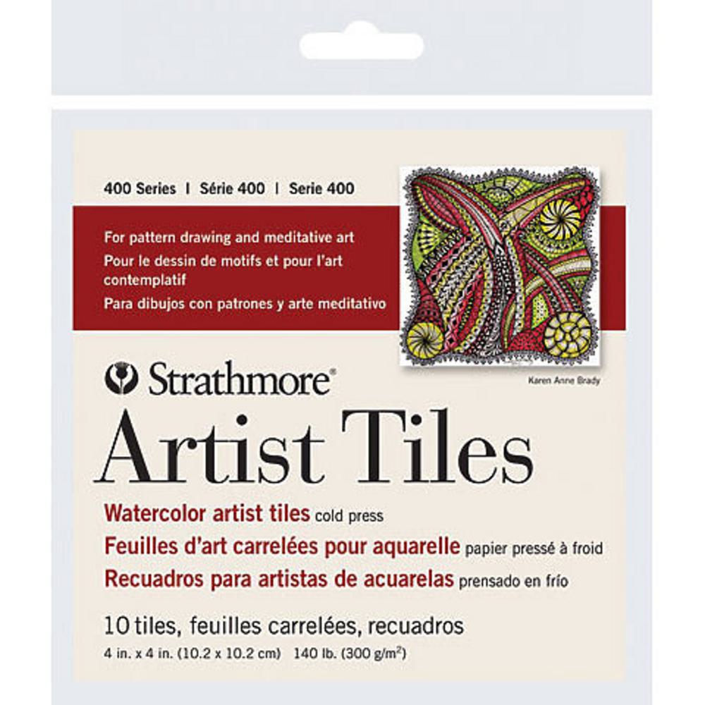 Strathmore, Origami, Papers & Kits, Art & School, 4"x4", Blank, Artist Tiles, Watercolor, 10 Count, Cello Pack, 790659